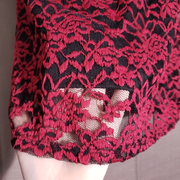 Alloy Apparel Red & Black Lace Two Layered Tank - Picture 7 of 8